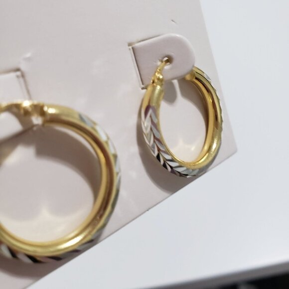 18KT Gold Over Sterling Silver Hoop Earrings - Picture 3 of 4